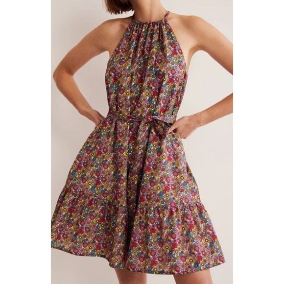 Boden Ingrid Floral Tiered Halter Dress Multi Bloom Garden Size 4 R Belted NWT - Picture 12 of 12